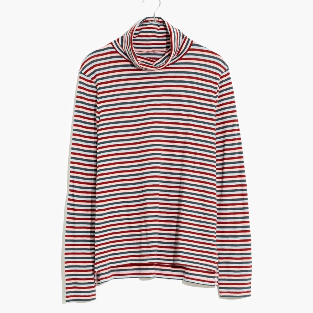 Madewell Whisper Cotton Turtleneck in Herrick Stripe